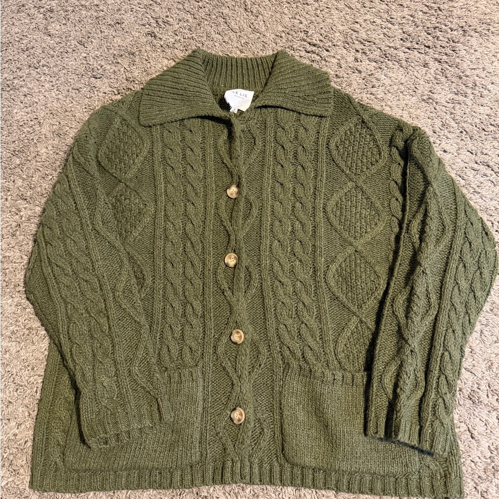 Le Lis Olive Knit Sweater/Cardigan